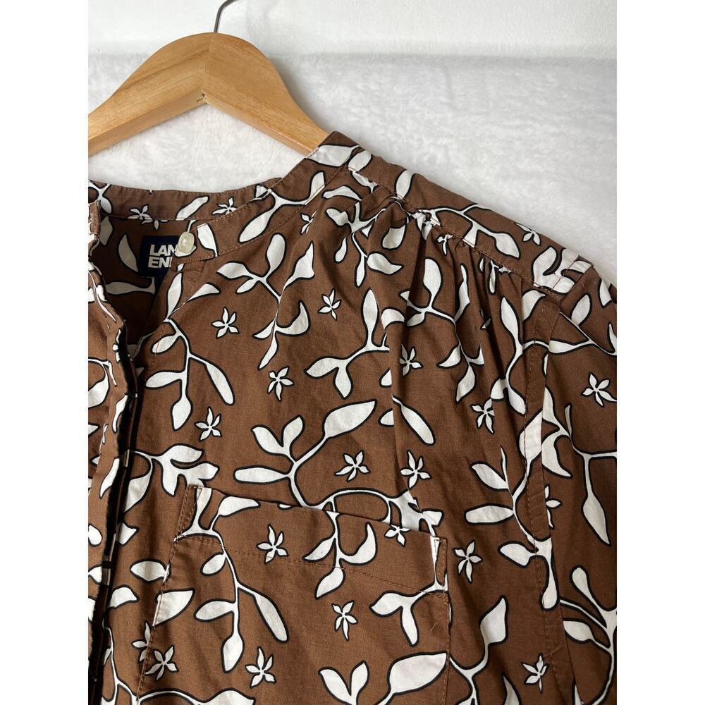 Lands' End Brown Floral Tunic Shirt Dress Cottage Boho Plus Size 1X Earthy - Picture 2 of 10